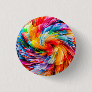 Rainbow Abstract Vibrant Swirl Modern 1 Inch Round Button