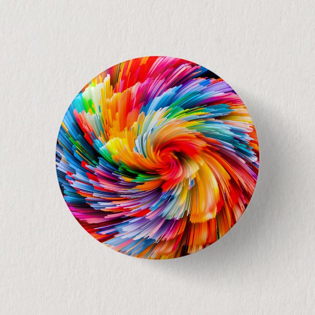 Rainbow Abstract Vibrant Swirl Modern 1 Inch Round Button (Front)