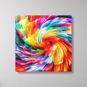 Rainbow Abstract Vibrant Swirl Modern Canvas Print