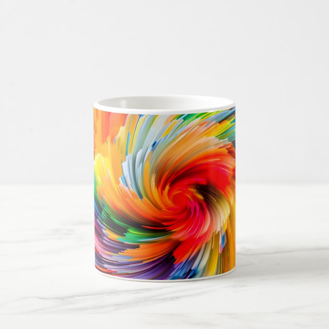 Rainbow Abstract Vibrant Swirl Modern Coffee Mug (Center)