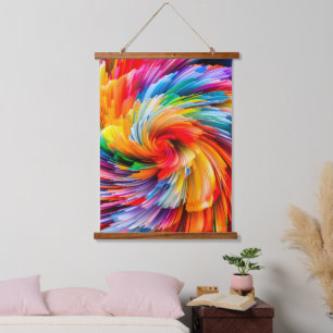 Rainbow Abstract Vibrant Swirl Modern Hanging Tapestry
