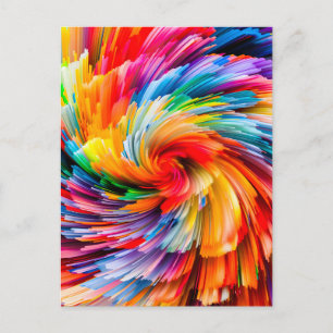Rainbow Abstract Vibrant Swirl Modern Holiday Postcard
