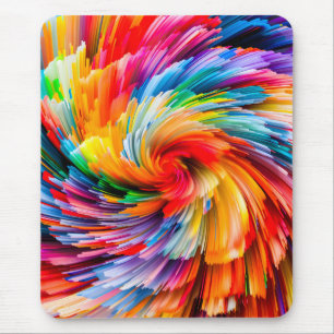 Rainbow Abstract Vibrant Swirl Modern Mouse Pad