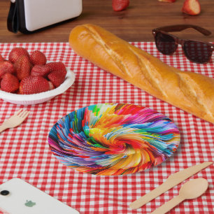 Rainbow Abstract Vibrant Swirl Modern Paper Plate