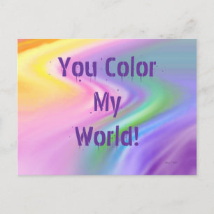 Rainbow Abstract, You Colour My World! Postcard