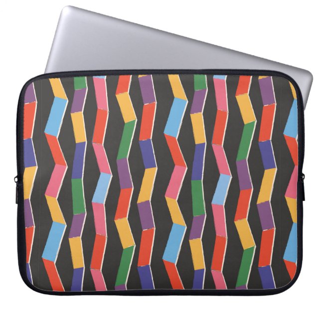 Rainbow abstract zig zag seamless pattern,hand pai laptop sleeve (Front)
