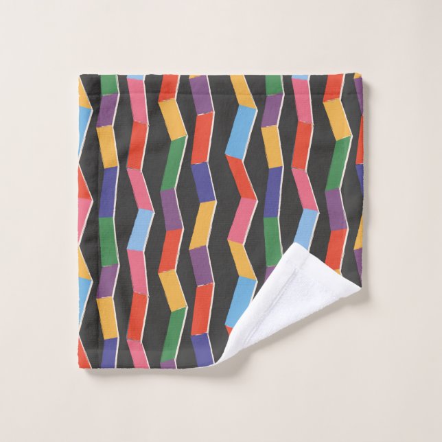 Rainbow abstrait zig zag sans couture motif, pois  (Gant de toilette)