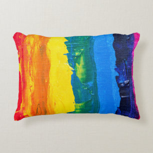 Rainbow Acrylic Painting Gay Colours Pride Flag Da Accent Pillow