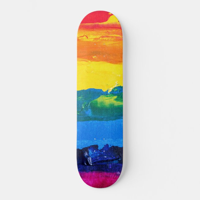 Rainbow Acrylic Painting Gay Colours Pride Flag Da Skateboard (Front)