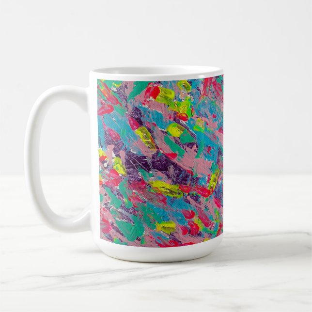 Rainbow Aesthetic Abstract Painting Coffee Mug (Left)