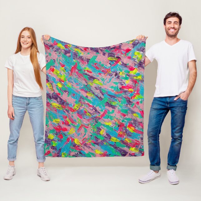 Rainbow Aesthetic Abstract Painting Fleece Blanket (In Situ)