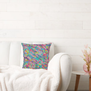 Rainbow Aesthetic Abstract Painting Throw Pillow
