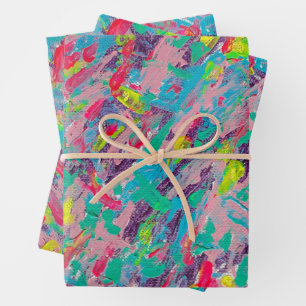 Rainbow Aesthetic Abstract Print Wrapping Paper Sheet