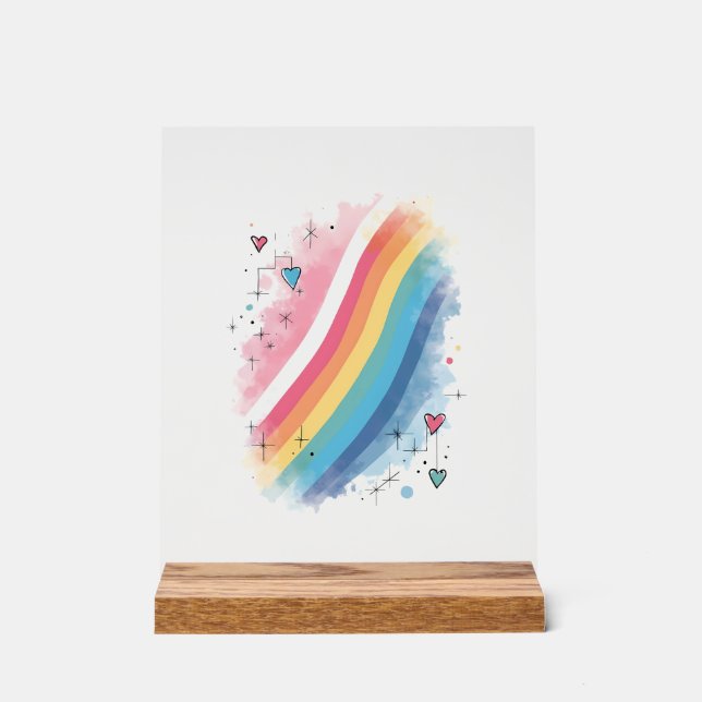 Rainbow Aesthetic Vibes Acrylic Sign (Front)