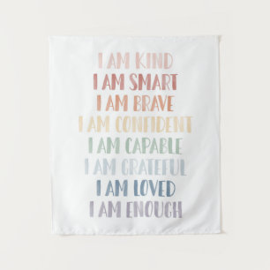 Rainbow Affirmations for Kids Nursery Decor Tapestry