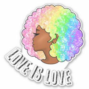rainbow afro LGBTQ love is love pride black girl