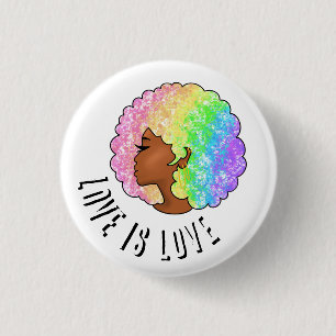 rainbow afro LGBTQ love is love pride black girl 1 Inch Round Button