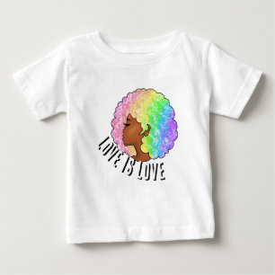 rainbow afro LGBTQ love is love pride black girl Baby T-Shirt