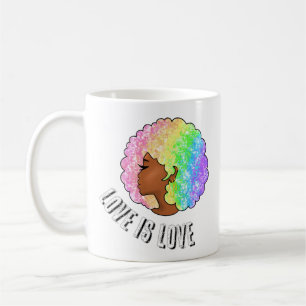rainbow afro LGBTQ love is love pride black girl Coffee Mug