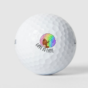 rainbow afro LGBTQ love is love pride black girl Golf Balls