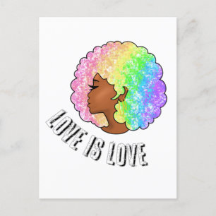 rainbow afro LGBTQ love is love pride black girl  Postcard