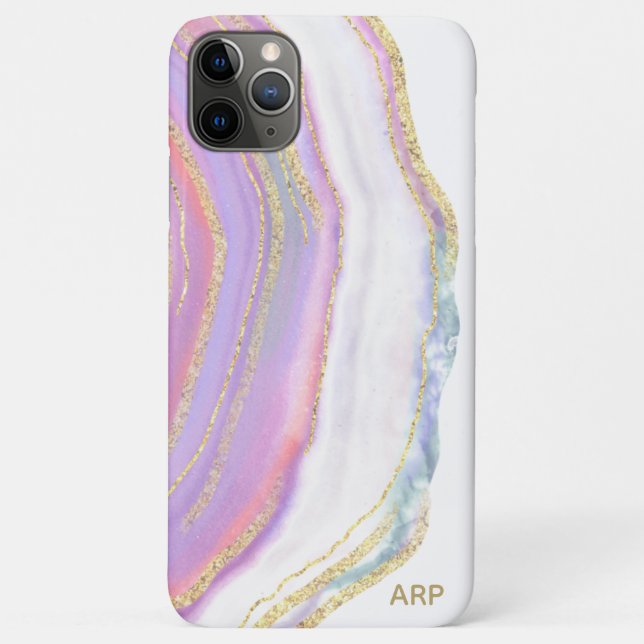 *~* Rainbow Agate Gold Glitter Pastel Pink Case-Mate iPhone Case (Back)