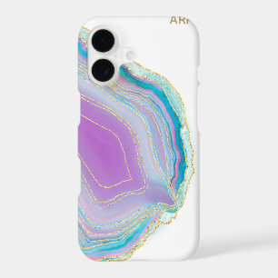*~* Rainbow Agate Gold Glitter Pastel White