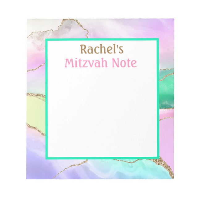 Rainbow Agate Modern Mitzvah Note Girls Bloc-notes (Devant)