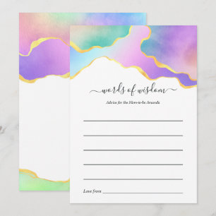 Rainbow Agate Stone Baby Shower Game Advice Card