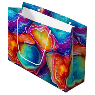 Rainbow Agate   Vibrant Abstract Stone Pattern Large Gift Bag