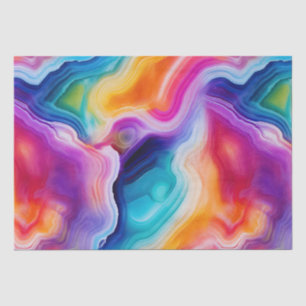 Rainbow Agate   Vibrant Abstract Stone Pattern Tissue Paper