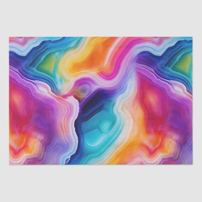 Rainbow Agate | Vibrant Abstract Stone Pattern Tissue Paper (Front)