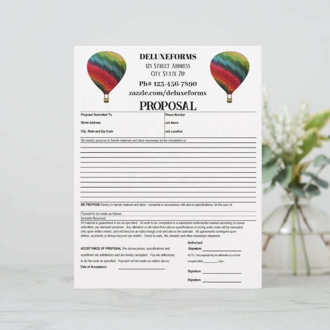 Rainbow Air Balloon Proposal Form Letterhead (Standing Front)
