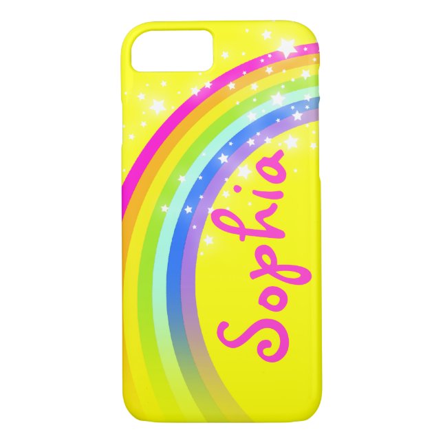 Rainbow ajoutez votre propre nom coque iphone jaun (Dos)