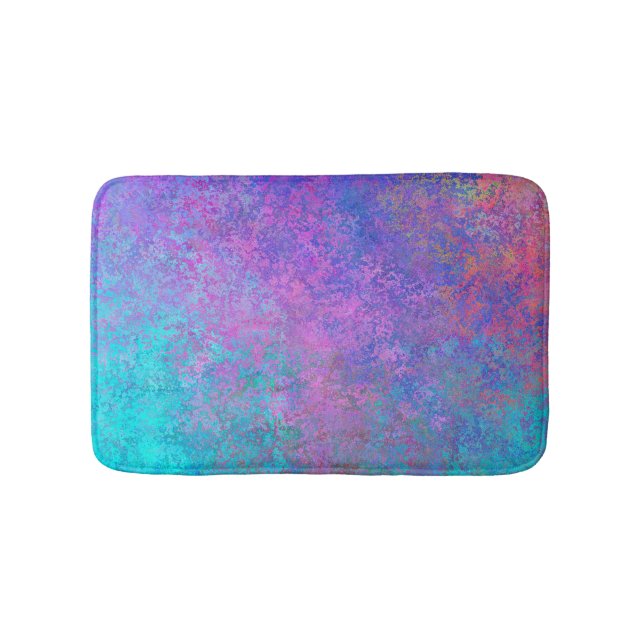 Rainbow Alcohol Ink, Bright Colourful Abstract Bath Mat (Front)