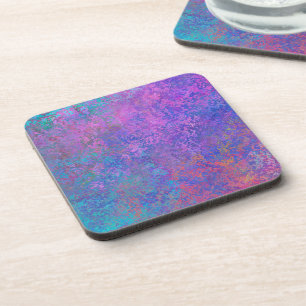 Rainbow Alcohol Ink, Bright Colourful Abstract Coaster