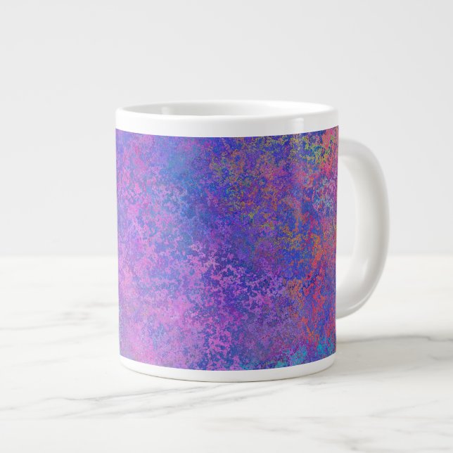 Rainbow Alcohol Ink, Bright Colourful Abstract Large Coffee Mug (Front Right)