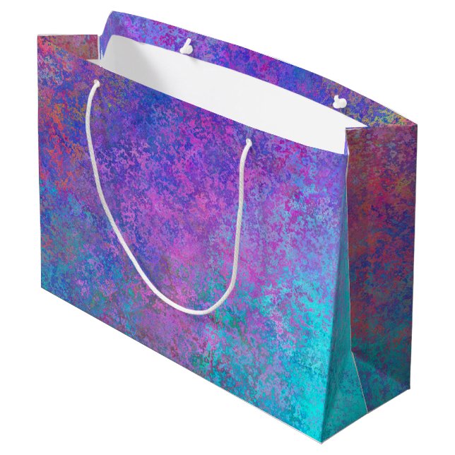 Rainbow Alcohol Ink, Bright Colourful Abstract Large Gift Bag (Back Angled)