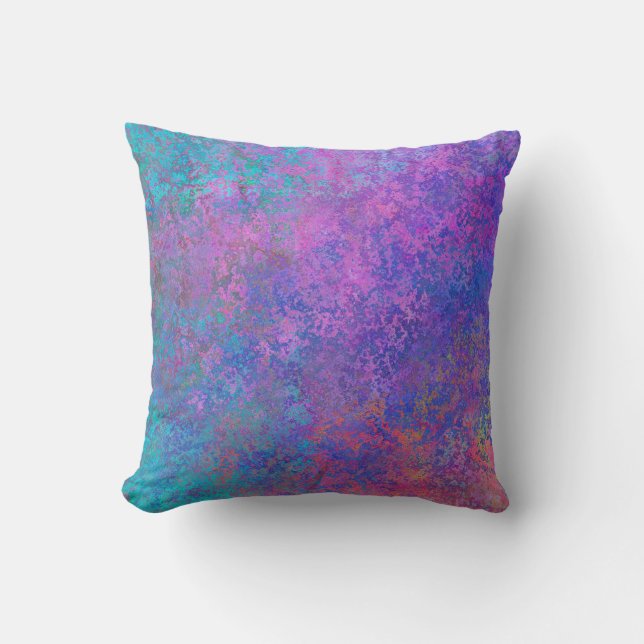 Rainbow Alcohol Ink, Bright Colourful Abstract Throw Pillow (Front)