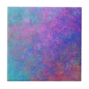 Rainbow Alcohol Ink, Bright Colourful Abstract Tile