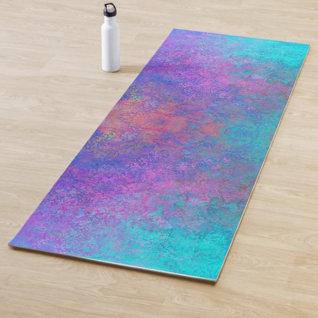 Rainbow Alcohol Ink, Bright Colourful Abstract Yoga Mat (In Situ)