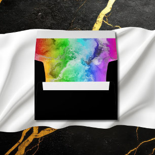 Rainbow Alcohol Ink Watercolor Envelope