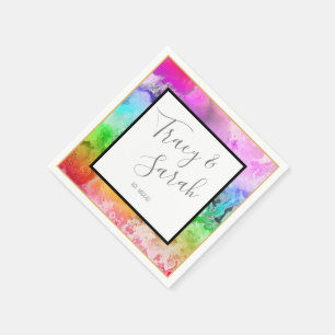 Rainbow Alcohol Ink Watercolor  Napkin