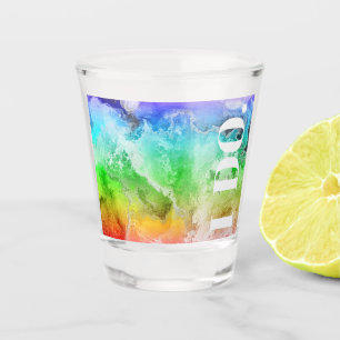 Rainbow Alcohol Ink Watercolor Shot Glass