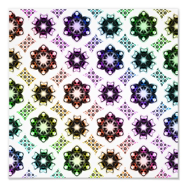 Rainbow Alien Eye Fractal Art Pattern Photo Print (Front)