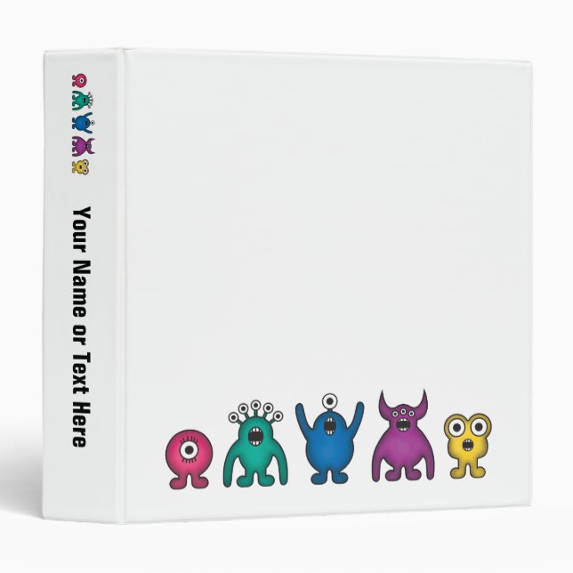 Rainbow Alien Monsters Binder (Front/Spine)