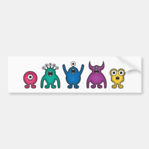 Rainbow Alien Monsters Bumper Sticker
