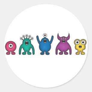 Rainbow Alien Monsters Classic Round Sticker