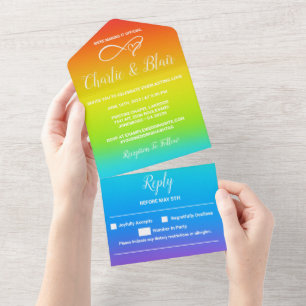 Rainbow All in One Wedding Invite