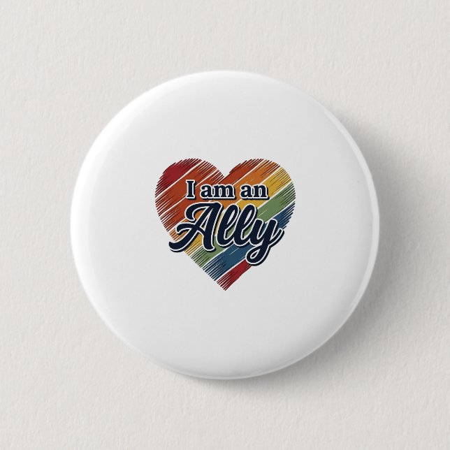 Rainbow Ally Heart Vector Shirt Design_1 2 Inch Round Button (Front)